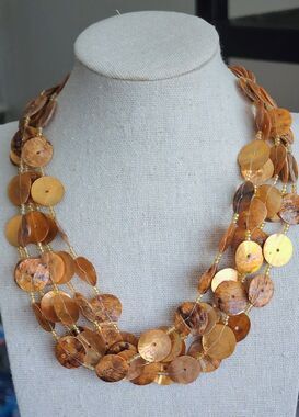Gold Tone Multi Disc Necklace New Multi Strand Fashion